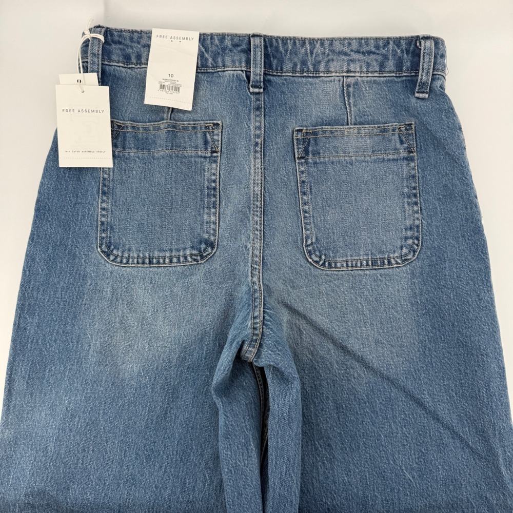 Free Assembly Sz 10 Womens Wide Leg Jeans Medium Wash Blue NWT